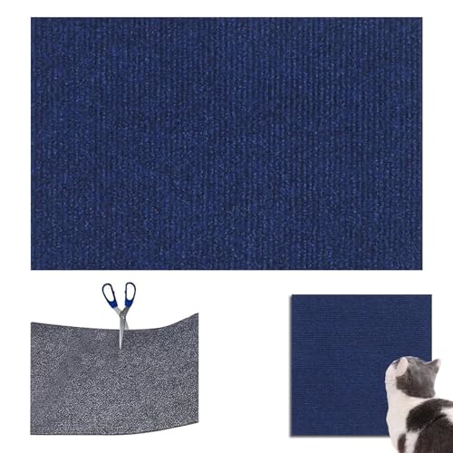 Kratzmatte Katze, Kratzmatte Selbstklebend, Katzen Kratzmatte, Multifunktionale Zuschneidbare Selbstklebende Katzenkratzmatte (Dark Blue, 30 x 100CM) von DLZMO