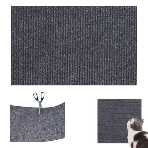 Kratzmatte Katze, Kratzmatte Selbstklebend, Katzen Kratzmatte, Multifunktionale Zuschneidbare Selbstklebende Katzenkratzmatte (Dark Gray, 30 x 100CM) von DLZMO