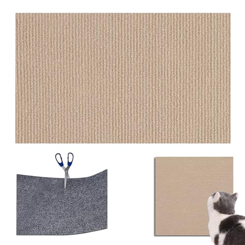 Kratzmatte Katze, Kratzmatte Selbstklebend, Katzen Kratzmatte, Multifunktionale Zuschneidbare Selbstklebende Katzenkratzmatte (Khaki, 30 x 100CM) von DLZMO