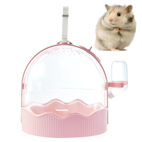 Hamster-Außenkäfig, 20 cm, atmungsaktiv, tragbare Kleintier-Tragetasche mit Wasserflasche, verstellbar, transparent, Haustier-Tragetasche für Eichhörnchen, Hamster, Outdoor, Guniea Pig Carier von DMAIS