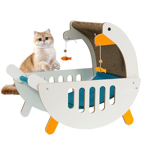 Katzenkratzbett, 3 in 1 Scratcher Pad Hängematte mit Sisal Scratcher und Baumeln Spielzeug, Karton Kratzbaum Katze, Wildkatze Kratzpappe, Kratzbaum Katzenmöbel für Innenmöbel Schutz von DMAIS