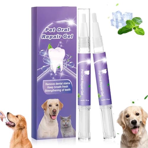 Cvreoz Pet Oral Repair Gel,Pet Clean Teeth Gel,Pet Oral Restoration Whitening Gel,Pet Teeth Cleaning PenOral Care,Eliminate Bad Breath,Teeth Whitening,Targets Tartar,Pet Teeth Breath Freshener (2Pcs) von DMJUZE