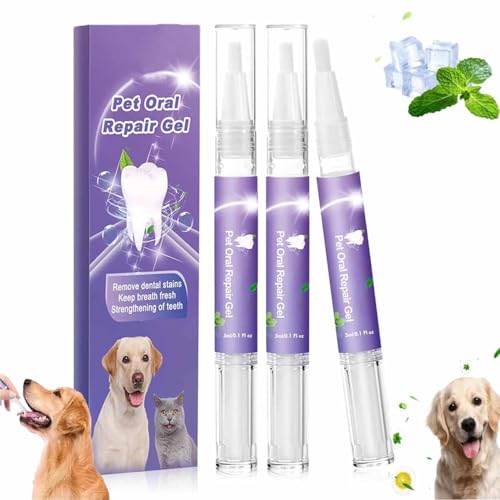 Cvreoz Pet Oral Repair Gel,Pet Clean Teeth Gel,Pet Oral Restoration Whitening Gel,Pet Teeth Cleaning PenOral Care,Eliminate Bad Breath,Teeth Whitening,Targets Tartar,Pet Teeth Breath Freshener (3Pcs) von DMJUZE