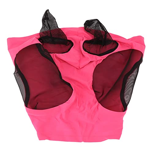 Atmungsaktive, elastische e-Gesichtsmaske, Schutz, Reitausrüstung für UV-Strahlung, enetz-Fliegenmaske mit Ohren (Rose Red) von DMLENGOIN