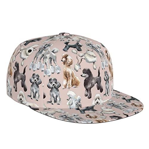 Poodles Dogs Fashion Baseballkappe mit flacher Krempe, geeignet für den täglichen Gebrauch, Sport, Outdoor, erhältlich in vier Jahreszeiten, Schwarz, Schwarz, Einheitsgröße von DMORJ