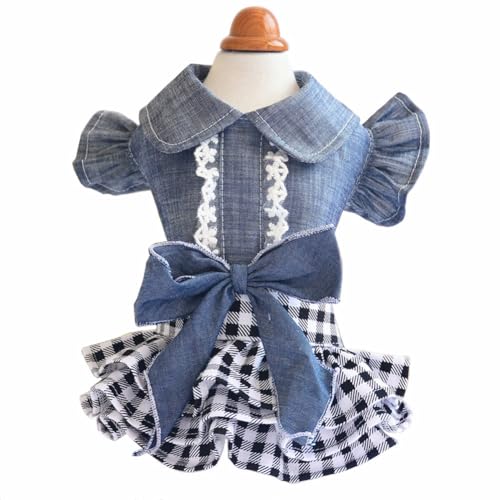 Denim-Kleid für Hunde, Frühling/Sommer, atmungsaktiv, Prinzessinnenkleid, Welpen-Party-Kostüme, Hunde-Shirts, Katzen-Outfits, Größe L von DMWD