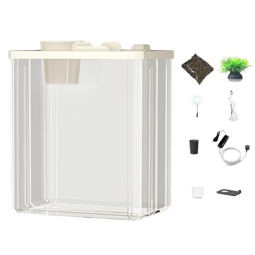 Aquarium, Kleines Aquarium Mit Luftpumpe Und Atmosphärenlicht, Aquarium-Set, Modernes Kompaktes Aquarium Mit Künstlichen Blumen, Aquarium Für Betta-Fische, Garnelen von DNCG