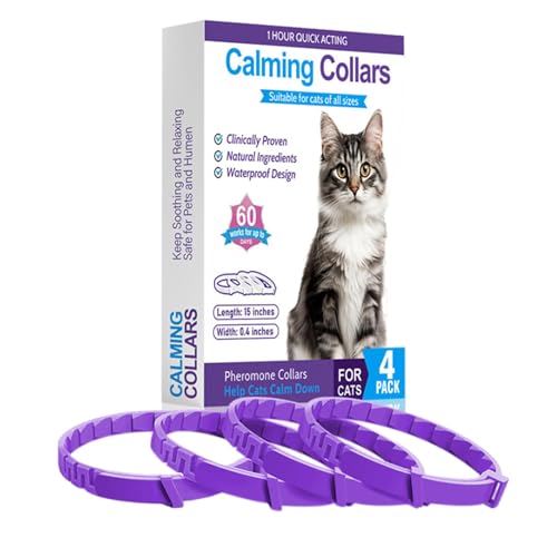 Beruhigungshalsband für Katzen, Anti-Stress-Halsband für Katzen | 4x Stressabbau Halsband für Katzen | Verstellbares Katzenhalsband | Effektives Halsband zum Stressabbau | Halsband für a von DNCG