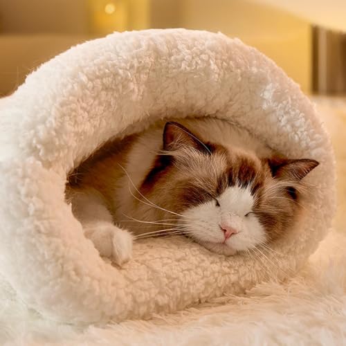 Cat Sleeping Bag, Linen Fabric Bed Cave, Soft And Comfortable Cat Bed, Cave Cozy Cat Beds, Durable Washable Cute Cat Sleeping Bag Easy Acces For Cats And Small Dog von DNCG