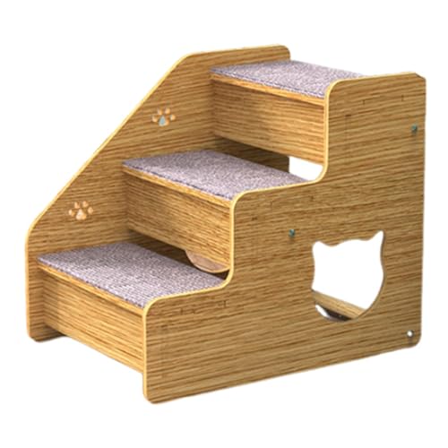 Haustiertreppe für Sofa, Treppe und Hundetreppe - 3-stufige Hundetreppe für mittelgroße / kleine Hunde, ältere Katzen, Hundetreppe aus Holz, rutschfest für Betten von DNCG