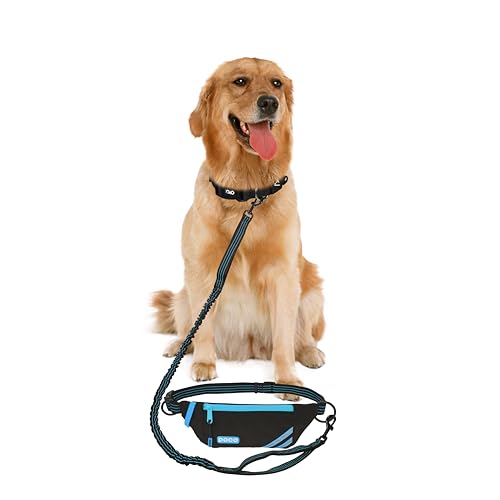 DOCO Lite Hunde-Jogginggürtel mit Reißverschlusstasche, Bungee-Leine zum Spazierengehen, Wandern, Joggen mit Hund, hergestellt für 4,5–45,4 kg, Türkis von DOCO