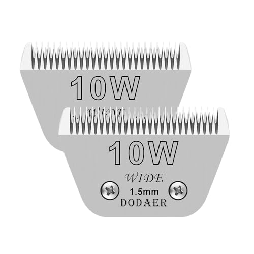 DODAER 2 x 10 breite Klingen für die Hundepflege, kompatibel mit Andis, Oster A5, Wahl km10 Schermaschinen, Schnittlänge 0,6 cm von DODAER