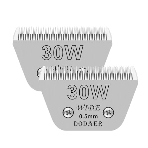 DODAER 2 x 30 breite Klingen für Hundepflege, kompatibel mit Andis, Oster A5, Wahl km10 Schermaschinen, Schnittlänge 0,3 cm von DODAER