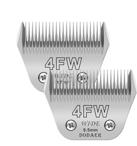 DODAER 2 x 4 breite Klingen für die Hundepflege, kompatibel mit Andis, Oster A5, Wahl km10 Schermaschinen, Schnittlänge 0,95 cm von DODAER