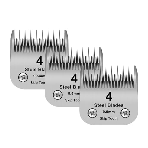 DODAER 4 abnehmbare Fellpflege-Klingen aus Stahl, kompatibel mit Andis, Oster A5, Wahl KM10 Serie, Schnittlänge 9,5 mm, 3 Stück von DODAER
