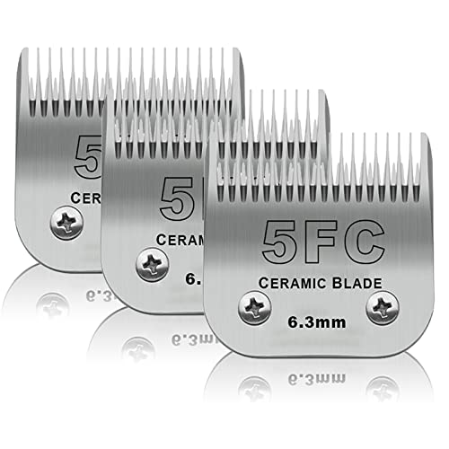 DODAER 5FC abnehmbare Keramikklingen, kompatibel mit Andis, Oster A5, Wahl KM-10 Serie, Größe 5FC Klinge, 6,3 mm Schnittlänge, 3 Stück von DODAER