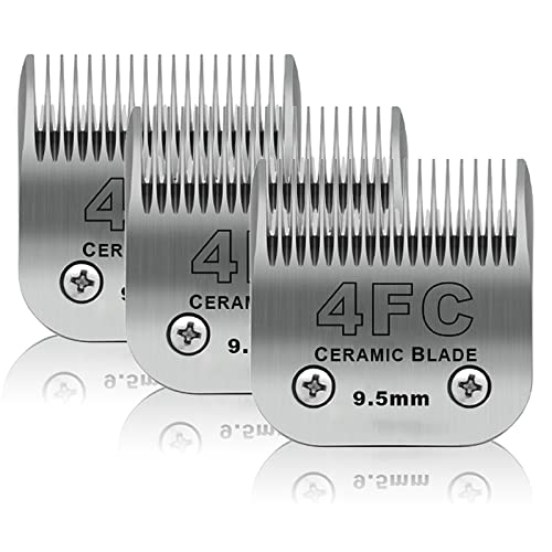 DODAER Abnehmbare Keramikklingen, 4FC, kompatibel mit Andis, Oster A5, Wahl KM-10 Serie, Größe 4FC Klinge, 9,5 mm Schnittlänge, 3 Stück von DODAER