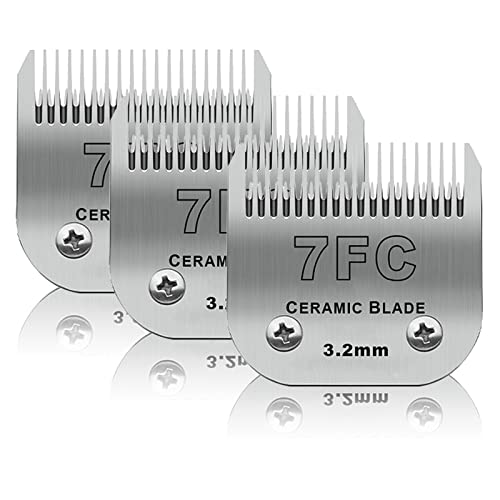 DODAER Abnehmbare Keramikklingen, 7FC, kompatibel mit Andis, Oster A5, Wahl KM-10 Serie, Größe 7FC, 3,2 mm Schnittlänge, 3 Stück von DODAER