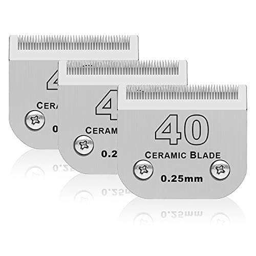 DODAER Abnehmbare Keramikklingen, kompatibel mit Andis, Oster A5, Wahl KM-10 Serie, Größe #40 Klinge, 0,25 mm Schnittlänge, 3 Stück von DODAER