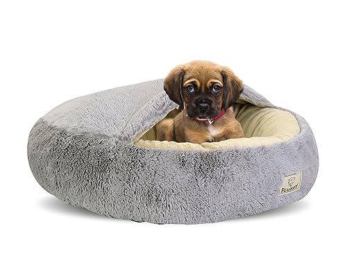 DODfactory Komfortables Hundebett Kleine Hunde, Katzenbett, Antiallergisch und Leicht Waschbar (50 cm, hellgrau) von DODfactory