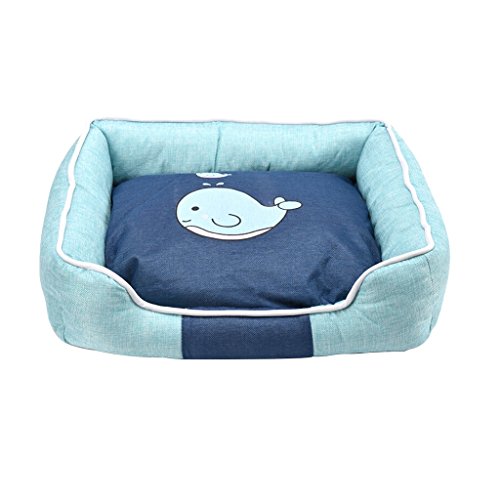 DOG BED Hundebett Katze Haus Abnehmbare Sommer EIS Seide Hund Zimmer Matte Große Golden Retriever Zwinger Pet Lieferungen (Farbe : Blue, größe : 50 * 40 * 14cm) von DOG BED