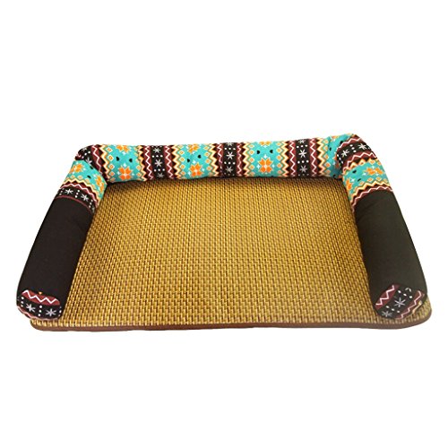 DOG BED Hundebett Katze Haus Frühling Sommer Hund Haus Abnehmbare und waschbare Matte Rattan Pet Pad Pet Supplies (Farbe : Green, größe : 54 * 39 * 10cm) von DOG BED