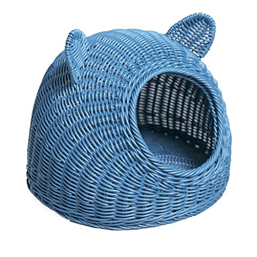 DOG BED Hundebett Katze Haus Frühling Sommer Teddy Hund Stock Haus PP Harz Katze Kopf Runde Haustier Haus Heimtierbedarf (Farbe : Blue) von DOG BED