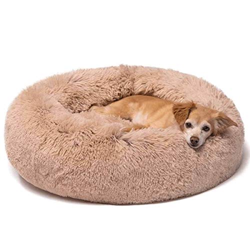 DOG Copenhagen Hundebett – Katzenbett – Hundekissen – Hundebett – Katzenkissen – Flauschiges Kissen – Anti-Stress – Traumkissen – rundes Kissen – Durchmesser 60 cm – Braun von DOG Copenhagen