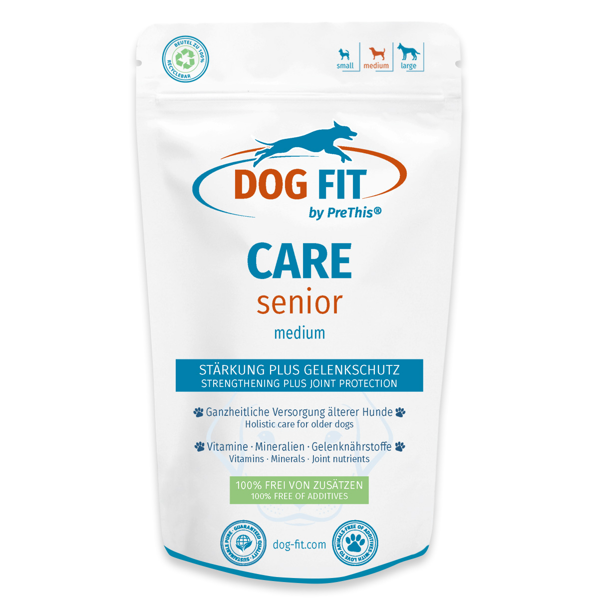 DOG FIT by PreThis® CARE senior » Aufbaupräparat für ältere Hunde » Gelenke, Fell, Augen & Immunsystem » 10-25kg medium » 60 Kapseln von DOG FIT by PreThis®