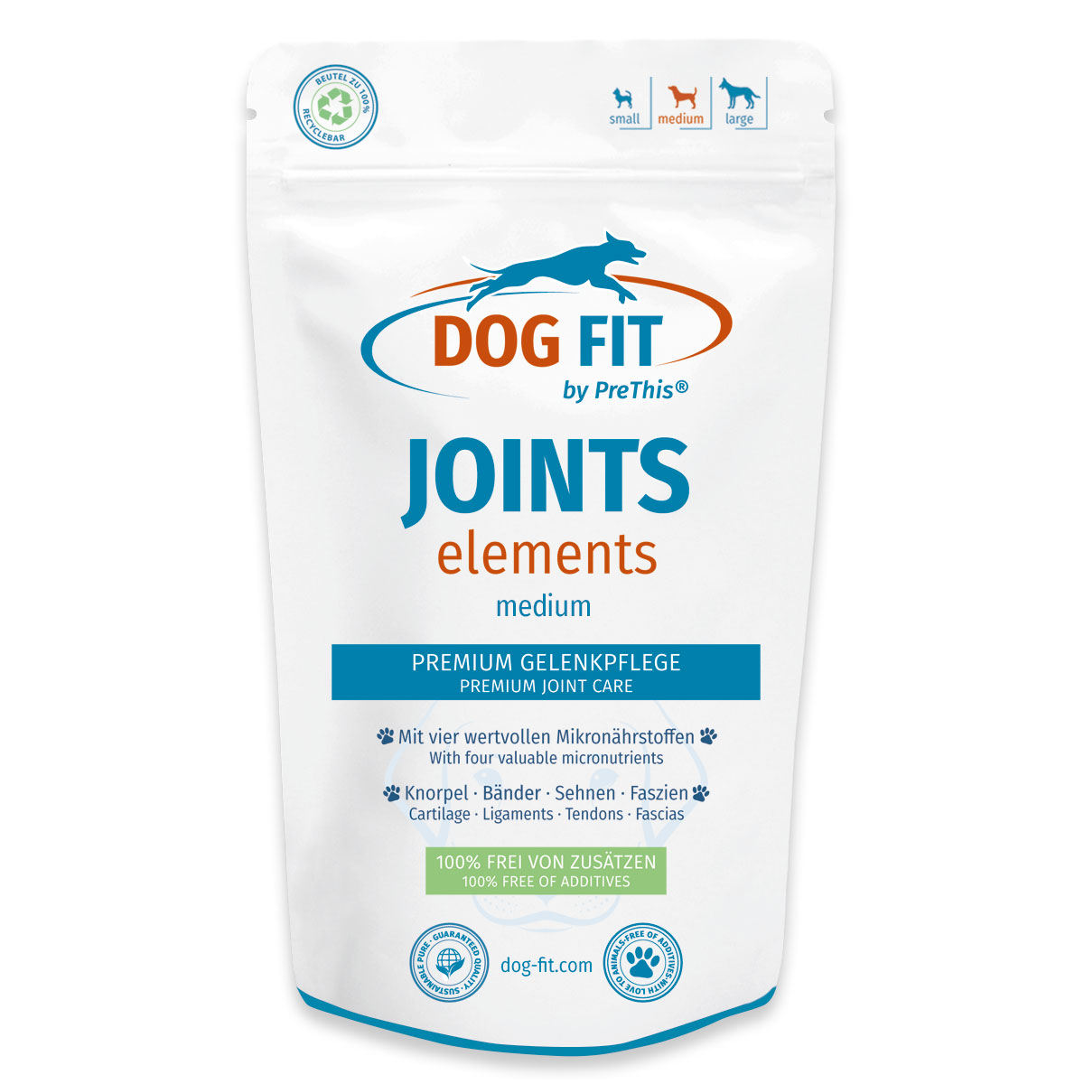 DOG FIT by PreThis® JOINTS elements » Gelenkstärkung für Hunde 10-25kg » Arthrose, Gelenkknorpel & Bandscheiben » 60 Kapseln von DOG FIT by PreThis®