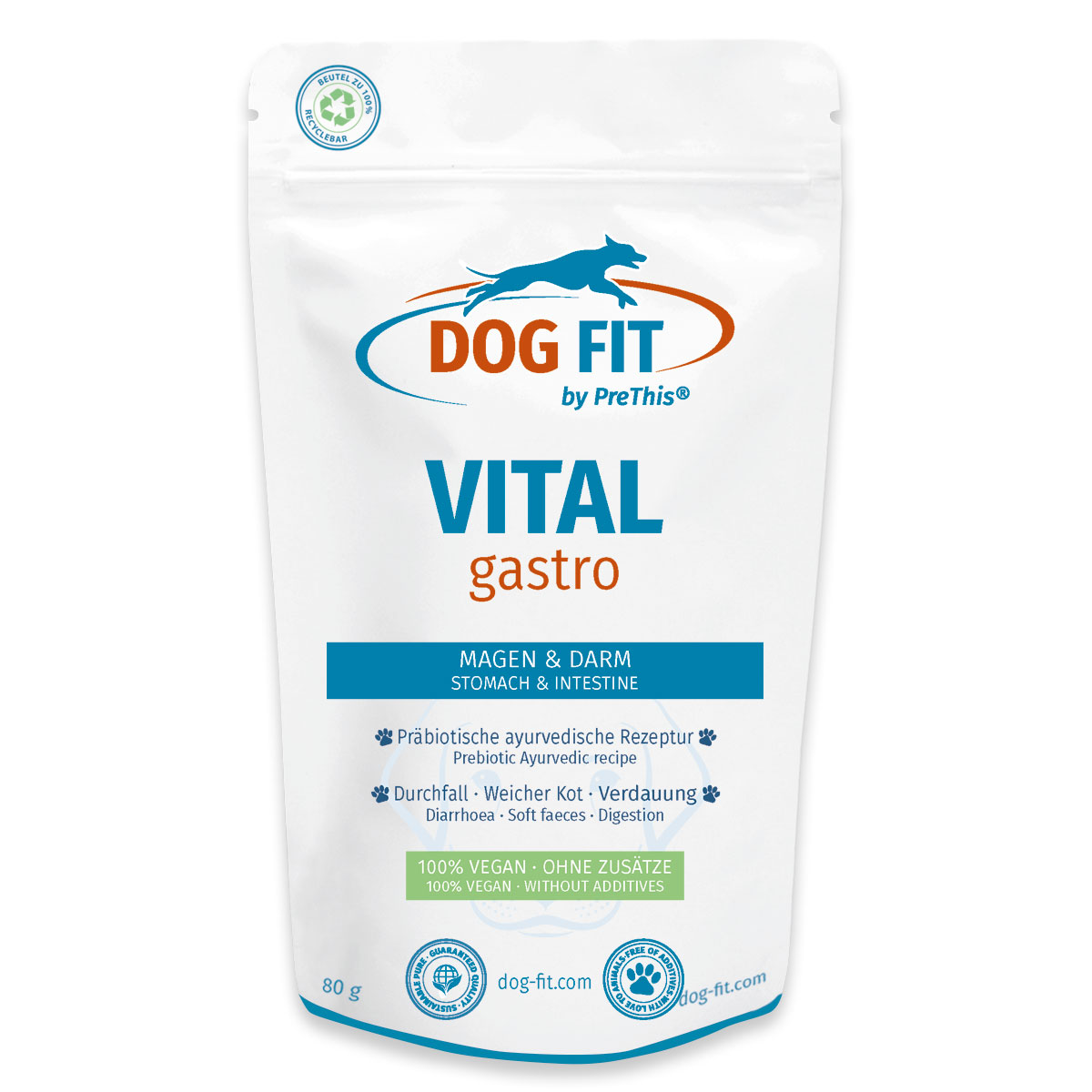 DOG FIT by PreThis® VITAL gastro » Magen-Darm-Kur für Hunde » Ayurvedische Rezeptur | Präbiotisch & 100 % vegan | Frei von Zusätzen von DOG FIT by PreThis®