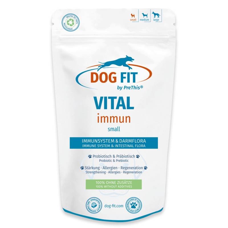 DOG FIT by PreThis® VITAL immun » Immunsystem & Stärkungspräparat für Hunde plus Darmaufbau » Pro- & präbiotisch » small bis 10kg » 60 Kapseln von DOG FIT by PreThis®