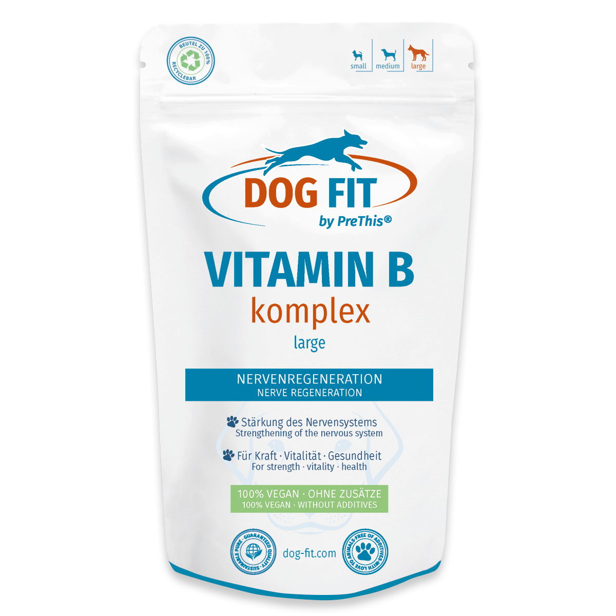 DOG FIT Vitamin-B für Hunde ab 25kg » Inkontinenz, Spondylose & Tremor » Vegan, ohne Zusätze » 60 Kapseln PreThis® von DOG FIT by PreThis®