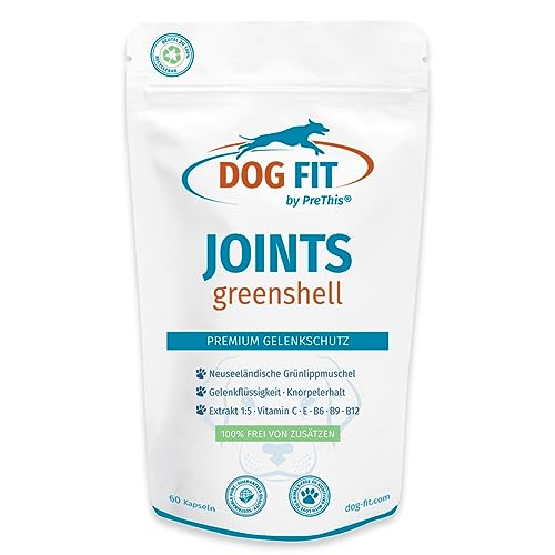 DOG FIT by PreThis® Joints greenshell I Premium Grünlippmuschel Hunde I Gelenkfunktion, Gelenkschmiere & Knorpelstärkung I Plus Vitamine B & E I Hochdosiert ohne Zusätze von DOG FIT by PreThis