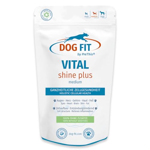 DOG FIT by PreThis VITAL Shine Plus für Hunde I Augen, Herz, Gehirn, glänzendes Fell, gesunde Haut (medium 10-25kg) von DOG FIT by PreThis