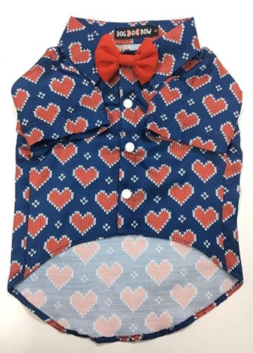 DOG-O-BOW Hearty Blues Shirt Valentines Shirt für Hunde und Katzen (L) von DOG-O-BOW