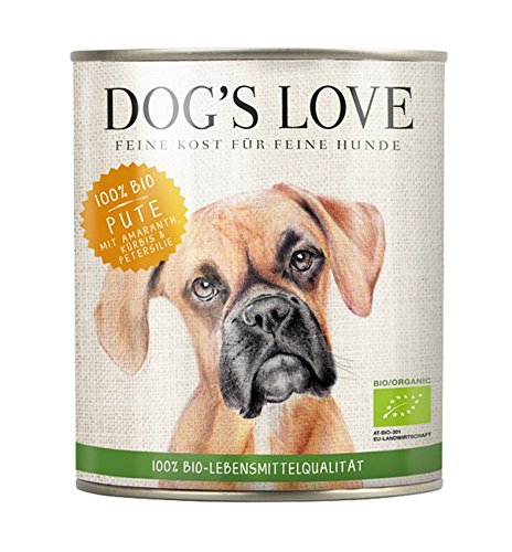Dog's Love Hundefutter Nassfutter Bio Pute mit Amaranth, Kürbis & Petersilie (6 x 800g) von DOG'S LOVE BIO