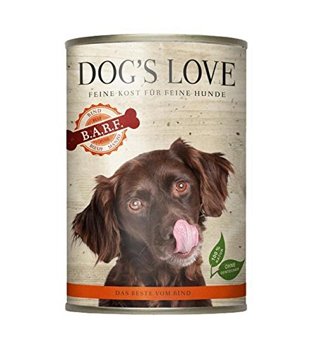 DOG'S LOVE Premium Nassfutter B.A.R.F. - Fleisch pur - Rind (6 x 400g) von DOG'S LOVE LOVE