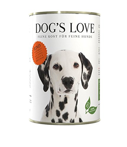 DOG'S LOVE Classic Nassfutter Hund Rind mit Apfel, Spinat & Zucchini (18 x 400g) von DOG'S LOVE