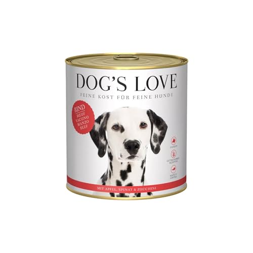 DOG'S LOVE Classic Nassfutter Hund Rind mit Apfel, Spinat & Zucchini (6 x 800g) von DOG'S LOVE