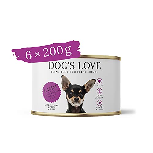 DOG'S LOVE Super Premium Nassfutter | Adult Lamm | reichhaltiges und gesundes Alleinfuttermenü | Hundefutter in Lebensmittelqualität aller Rohstoffe | 100% getreidefrei (6 x 200g) von DOG'S LOVE