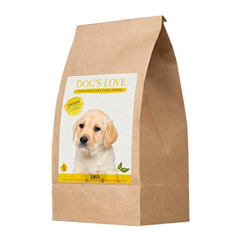 Hundefutter trocken getreidefrei & hypoallergen - Alleinfuttersorte für Welpen und kleine Hunde von 6 Wochen bis 12 Monaten – Reich an Vitaminen - Naturkost – Huhn Junior (1 x 2kg) von DOG'S LOVE