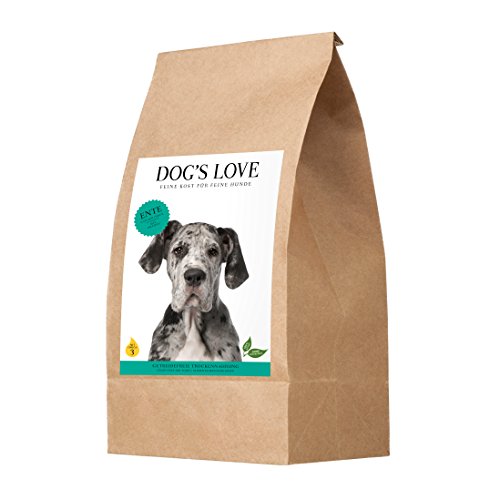 Hundefutter trocken getreidefrei & hypoallergen – das Hundetrockenfutter & Trockenfutter für deinen Hund, Dank hohem Frischfleischanteil mit dem vollen Geschmack der Natur – Ente Adult (1 x 12kg) von DOG'S LOVE