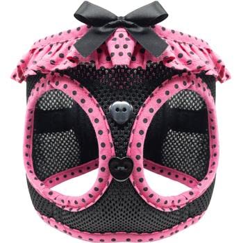 Choke Free Hundegeschirr, Pink und Schwarz gepunktet, Größe S (US) von DOGGIE DESIGN