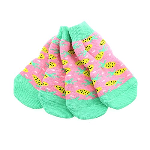 DOGGIE DESIGN Rutschfeste Hundesocken (Pink Pineapple, L) von DOGGIE DESIGN