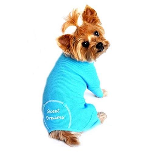 Doggie Design Blue Sweet Dreams Thermo-Pyjama mit offenem Schwanzende (superweiche 100 % Thermo-Baumwolle) von DOGGIE DESIGN