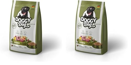 DOGGY Dog Lamm Sensitive, 1 kg, Trockenfutter mit hohem Fleischanteil für Sensible Hunde, getreidefreies Hundefutter mit Lachsöl, Made in Germany (Packung mit 2) von DOGGY Dog