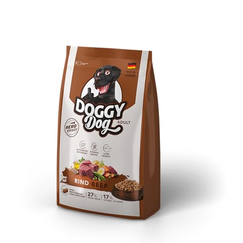 DOGGY Dog Rind Adult, 5 x 1 kg, Trockenfutter mit hohem Fleischanteil für ausgewachsene Hunde, getreidefreies Hundefutter mit Lachsöl, Made in Germany von DOGGY Dog