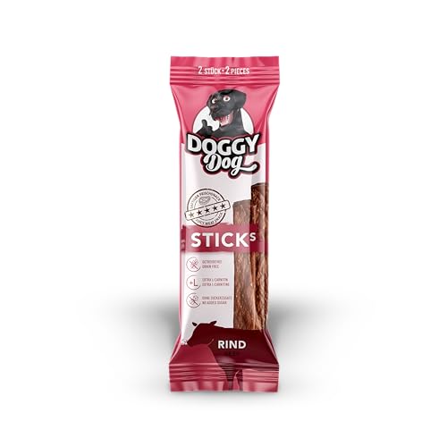 DOGGY Dog Sticks Rind, 40 g, Hundeleckerli mit hohem Fleischanteil, getreidefreie Snacks für Hunde, 2 Sticks à 20 g von DOGGY Dog