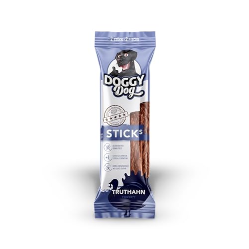 DOGGY Dog Sticks Truthahn, 40 g, Hundeleckerli mit hohem Fleischanteil, getreidefreie Snacks für Hunde, 2 Sticks à 20 g von DOGGY Dog